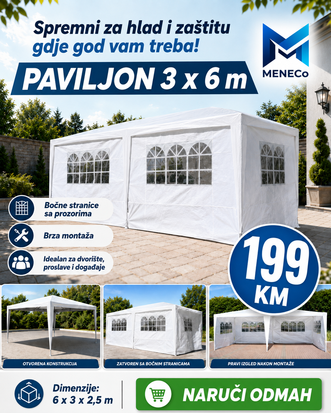 6mx3m Šator, PAVILJON, Tenda
